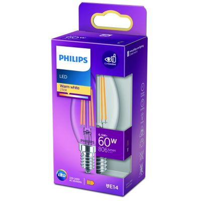 Ampoule LED E14 (SES) B35 CL 806lm 6.5W = 60W IP20 blanc chaud Philips
