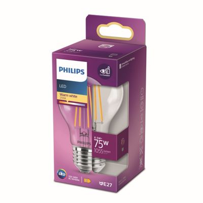 Ampoule LED E27 A60 1055lm 8.5W = 75W IP20 blanc chaud Philips