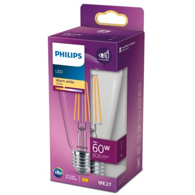 Ampoule LED E27 ST64 806lm 7W = 60W IP20 blanc chaud Philips