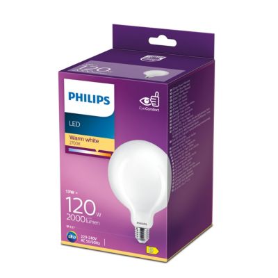 Ampoule LED E27 Globe 2000lm 13W IP20 blanc chaud Philips