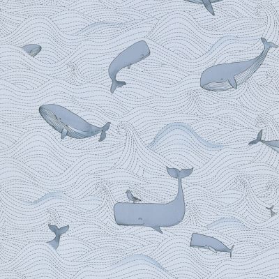 Papier peint intissé Lalala Lutece mat et satiné baleine, océan, mer, enfant bleu l.1005 x l.53 cm