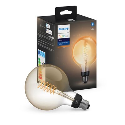 Ampoule LED connectée Philips Hue ronde IP20 E27 550lm 7W blanc chaud
