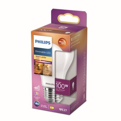 Ampoule LED dimmable E27 A60 1521lm 10.5W IP20 variable blanc chaud à blanc neutre Philips