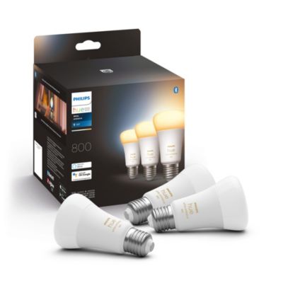 Pack 3 ampoules connecté Philips Hue E27 A60 800lm chaud à froid