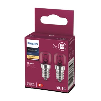 2 ampoules LED tube four incandescent 15W E14 1T22 Philips