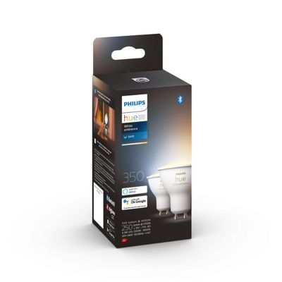 2 ampoules connecté Philips Hue variable E27 GU10 350lm IP20 blanc chaud ou froid