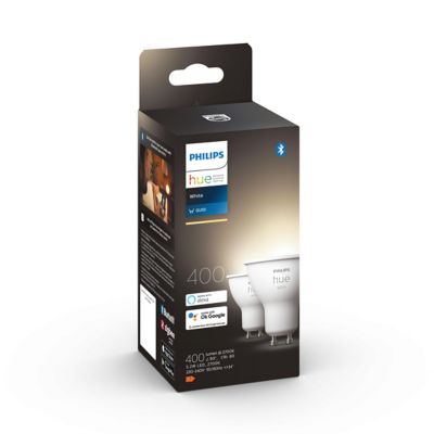 2 ampoules LED connecté Philips Hue GU10 400lm 5,2W 57W Bluetooth et Zigbee