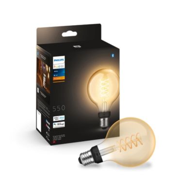 Ampoule LED connectée Philips Hue Globe G93 E27 IP20 580lm 7,2W blanc doux