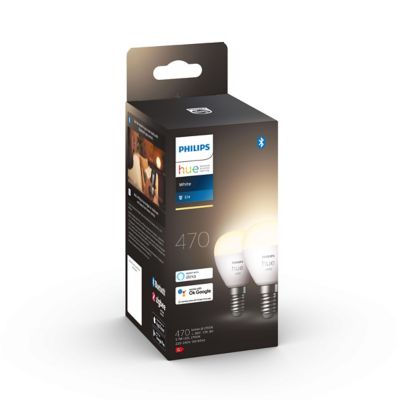 2 ampoules LED connectée Philips Hue IP20 E14 470lm 5,7W blanc chaud