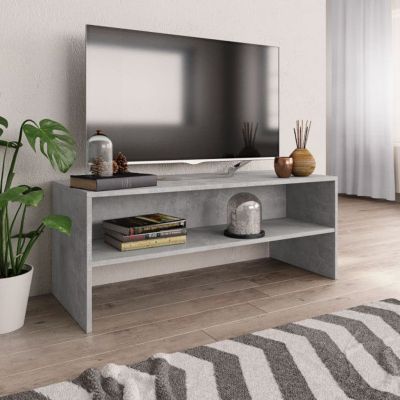 Meuble TV - VIDAXL - 100x40x40 cm - Bois d'ingénierie - Gris béton - Design contemporain