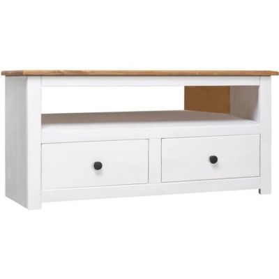 vidaXL Meuble TV d'angle Blanc 93x49x49 cm Pin Assortiment Panama