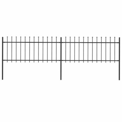 Clôture de jardin avec dessus en forme de lance en acier 337 x 80 cm Noir vidaXL