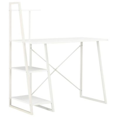 Bureau avec étagère - VIDAXL - 102x50x117 cm - Blanc - Mat - Design contemporain