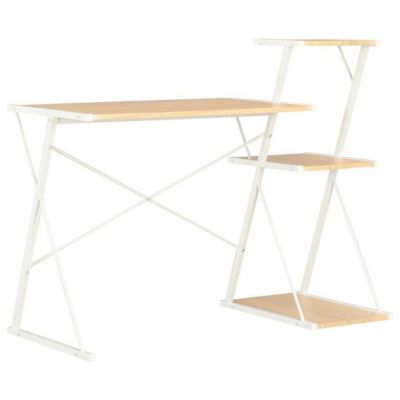 Vidaxl Bureau avec étagère Blanc et chêne 116x50x93 cm 20291