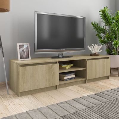 Meuble TV - VIDAXL - Chêne sonoma - 140x40x35,5 cm - 2 tiroirs - 2 compartiments ouverts