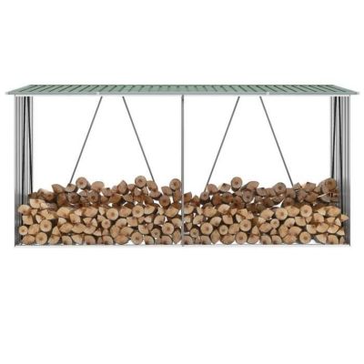 Abri de stockage de bois - VIDAXL - 330x84x152 cm - Acier galvanisé - Vert