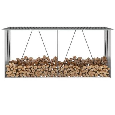 Abri de stockage à bois - vidaXL - Acier galvanisé - 330x84x152cm - Anthracite - Durable