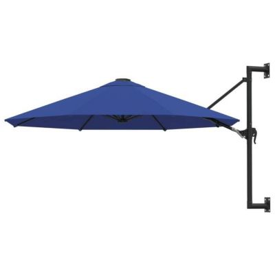 Vidaxl Parasol mural avec mât métallique 300 cm Bleu - vue 3
