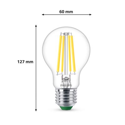 Ampoule LED A60 E27 840lm=60W blanc froid Philips ⌀6 cm transparent