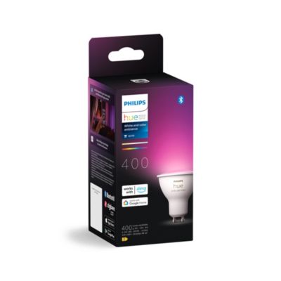 Philips Hue Ampoule LED GU10 spot connectée RVB blanc variable 400 lm dimmable 4,2W