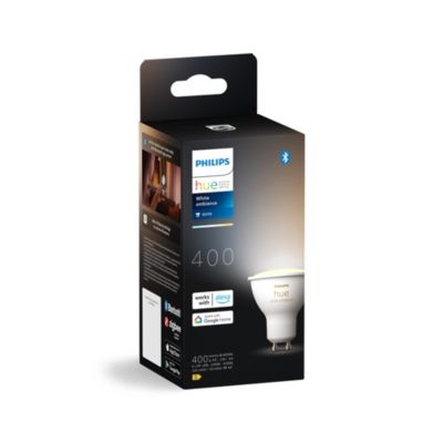 Ampoule LED GU10 spot connectée blanc variable 400 lm dimmable 4,2W Philips Hue