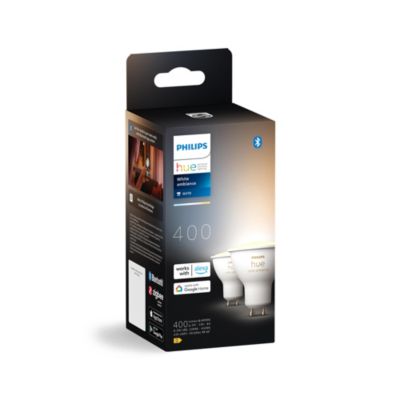 Pack de 2 ampoules LED PHILIPS HUE Spot GU10 chaud à froid - vue 2