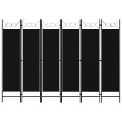 Cloison de séparation 6 panneaux Noir 240x180 cm vidaXL