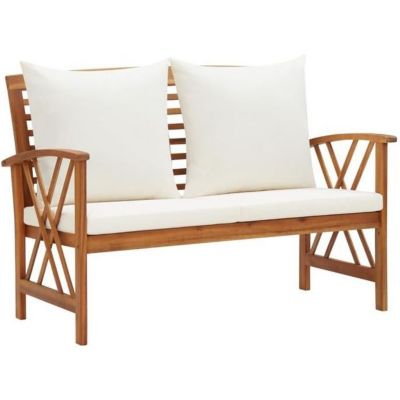Vidaxl Banc de jardin avec coussins 119 cm Bois solide dacacia 310270 Blanc - vue 3