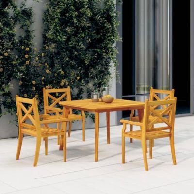 Vidaxl Table de jardin 110x110x75 cm acacia Jaune - vue 3