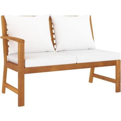 vidaXL Banc de jardin 114,5 cm avec coussin crème Bois solide d'acacia