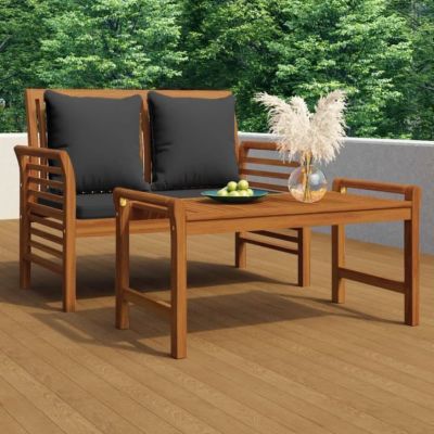 vidaXL Banc de canapé avec coussins gris foncé Bois d'acacia solide 312140