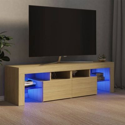 vidaXL Meuble TV avec Lumières LED, Armoire de Télévision, Meuble Télé de Salon, Armoire Basse Salle de Séjour Intérieur, 804367