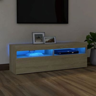 Vidaxl Meuble TV LED 120x35x40 cm - Chêne Sonoma Marron - vue 2