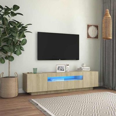 Vidaxl Meuble TV LED Chêne sonoma - 160 cm