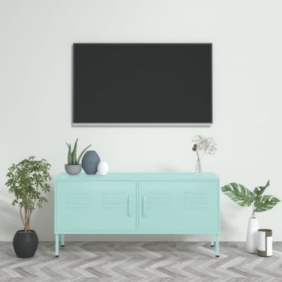 vidaXL Meuble TV, Vert menthe 105x35x50 cm Acier