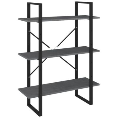 VidaXL Bibliothèque à 3 niveaux Gris 80x30x105 cm Bois de pin massif