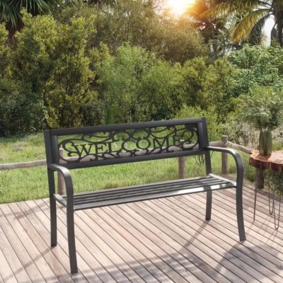 Vidaxl Banc de jardin 125 cm acier et WPC noir 41556 - vue 3