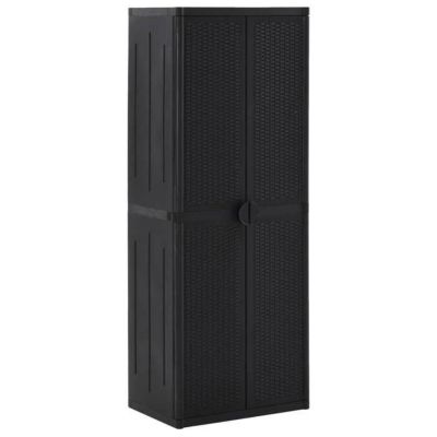 vidaXL Armoire de rangement de jardin Noir 65x45x172 cm PP Rotin 151237