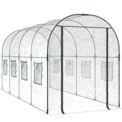 Vidaxl Serre Transparent 160x400x190 cm PVC et acier enduit de poudre Vert - vue 3