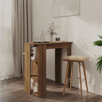 vidaXL Table de bar avec étagère Chêne marron 102x50x103,5cm Aggloméré