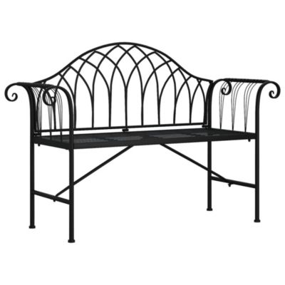 Banc de jardin 2 places 128 cm Noir Acier vidaXL