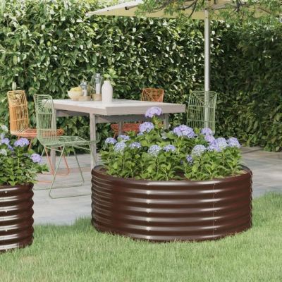 vidaXL Lit Surélevé de Jardin Pot à Fleurs Boîte à Plantes Lit Surélevé Patio Terrasse Extérieur Acier Enduit de Poudre 318985