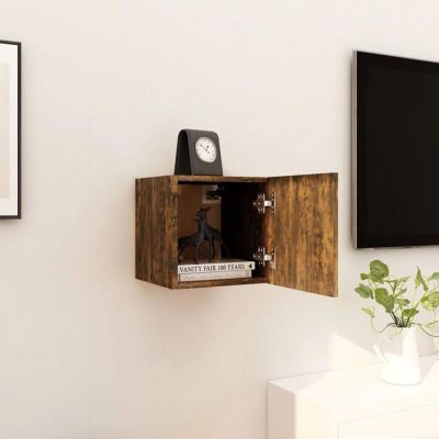 vidaXL Meuble TV mural Chêne fumé 30,5x30x30 cm 815135
