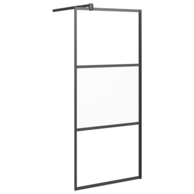 Paroi de douche 90x195 cm Verre ESG demi-dépoli Noir vidaXL