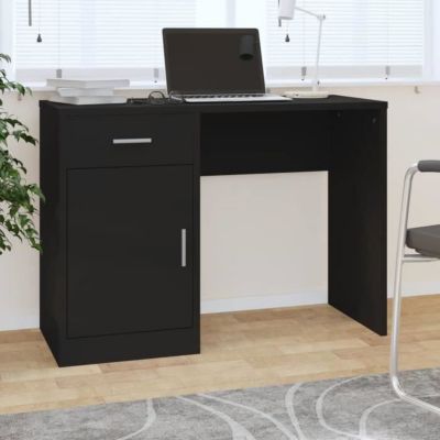 vidaXL Bureau avec tiroir et armoire Noir 100x40x73 cm Bois ingénierie 342653