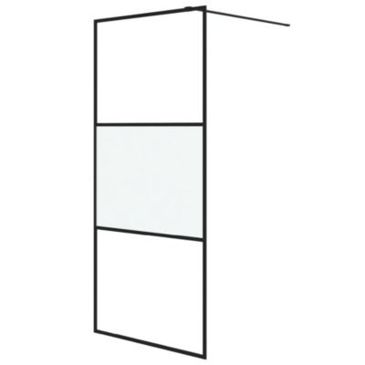 Vidaxl Paroi de douche - Noir - Verre ESG - 90x195 cm - Demi-dépoli - vue 5