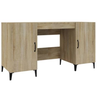 Vidaxl Bureau blanc chêne sonoma Marron - vue 2