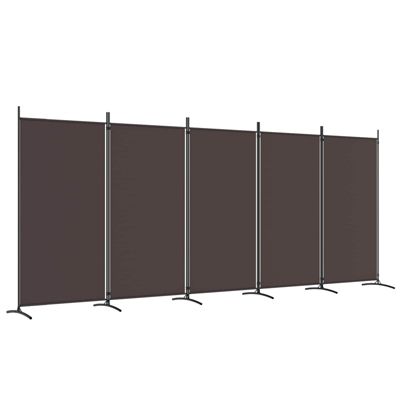 Cloison de séparation 5 panneaux Marron 433x180 cm Tissu vidaXL