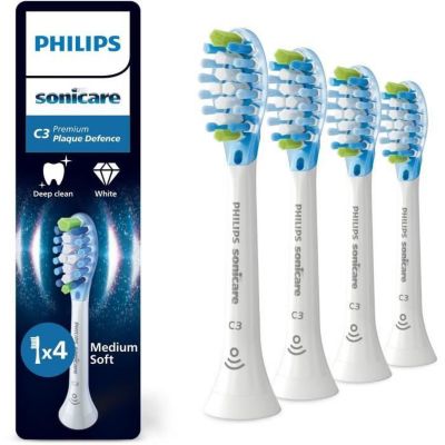 Têtes de brosse Philips HX9044 87 C3 Premium Plaque Defence lot de 4 blanc