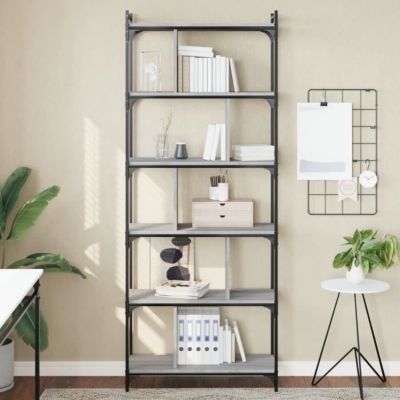 VidaXL Bibliothèque 6 niveaux sonoma gris 76x32x192cm bois d'ingénierie 833948